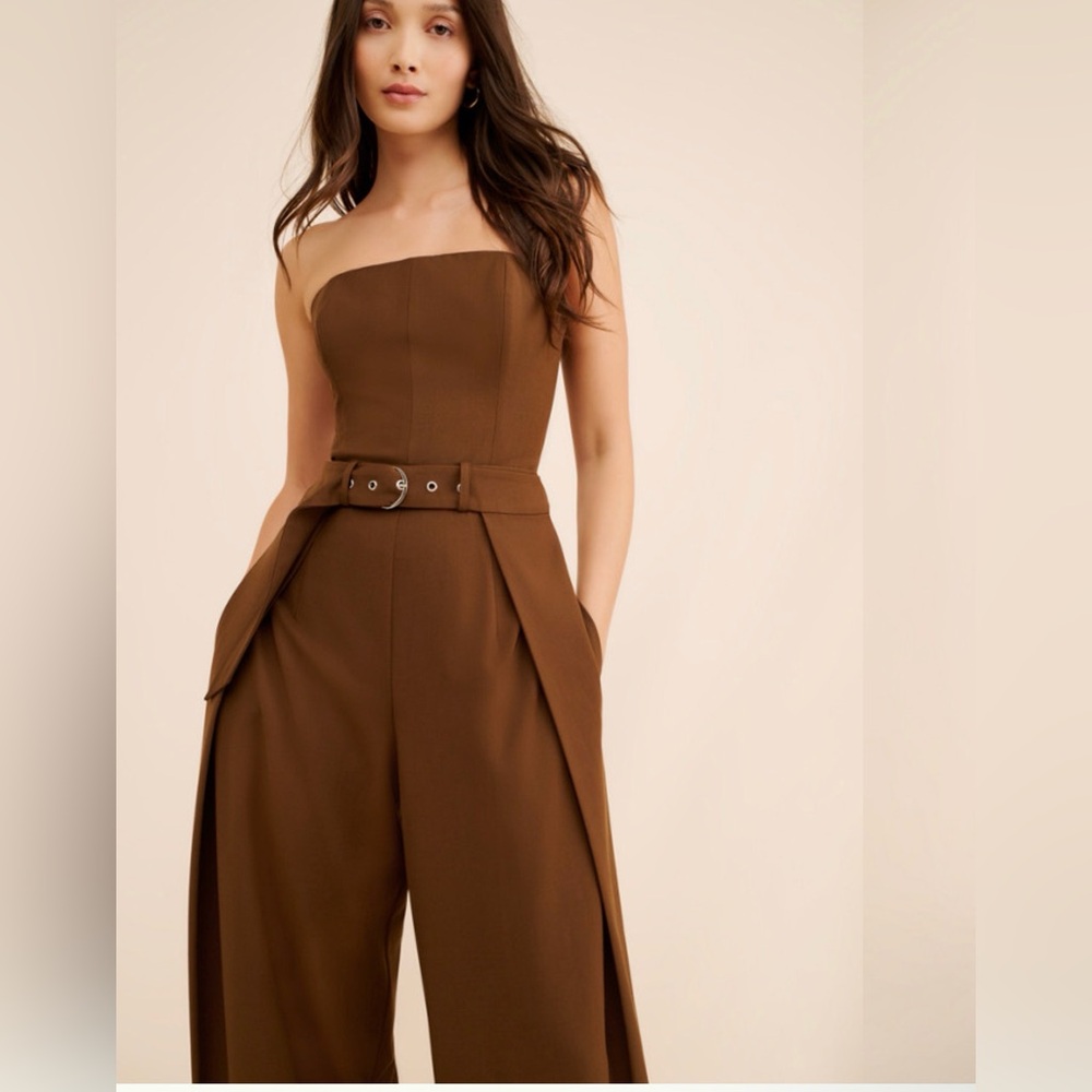 NWT Astr Chocolate Strapless Jumpsuit - Picture 3 of 8
